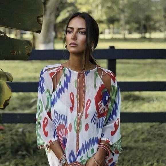 NWT ZARA BEADED PRINT KAFTAN, SIZE M/L - Picture 3 of 12